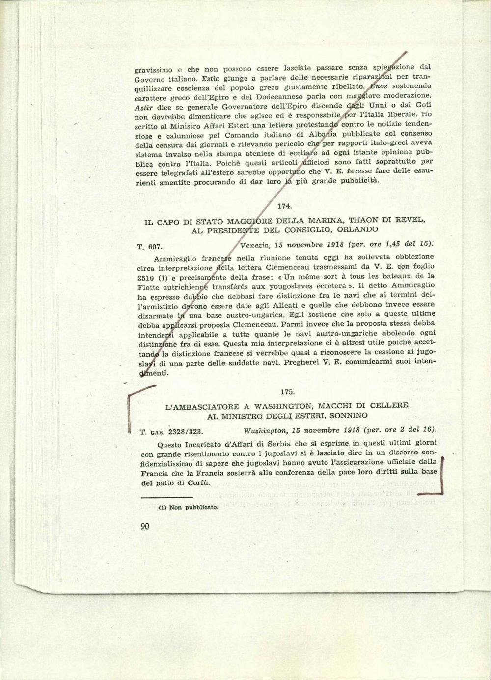 L'ambasciatore a Washington, Macchi di Cellere, al ministro degli esteri, Sonnino