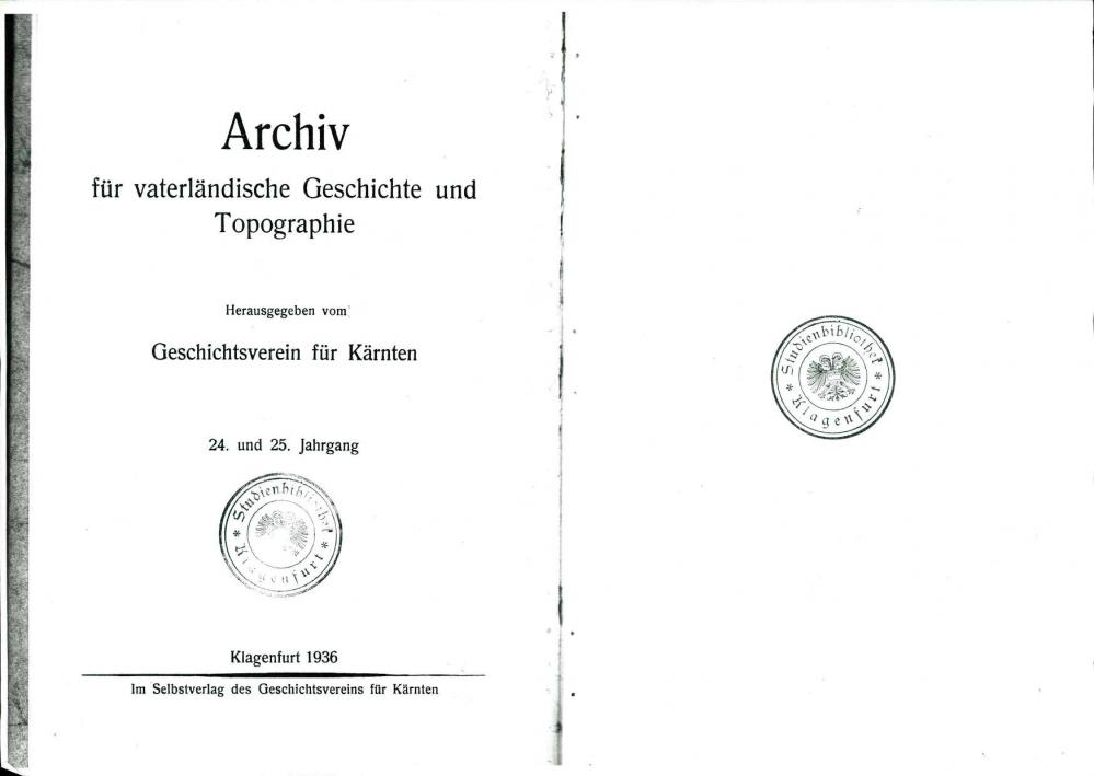 Archiv für vaterländische Geschichte und Topographie