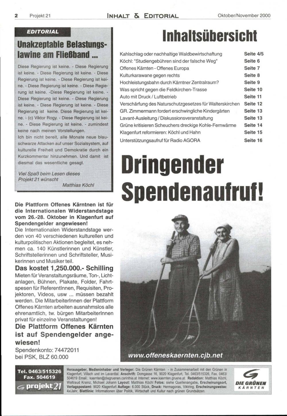 Projekt 21: Zeitung der Kärntner Grünen