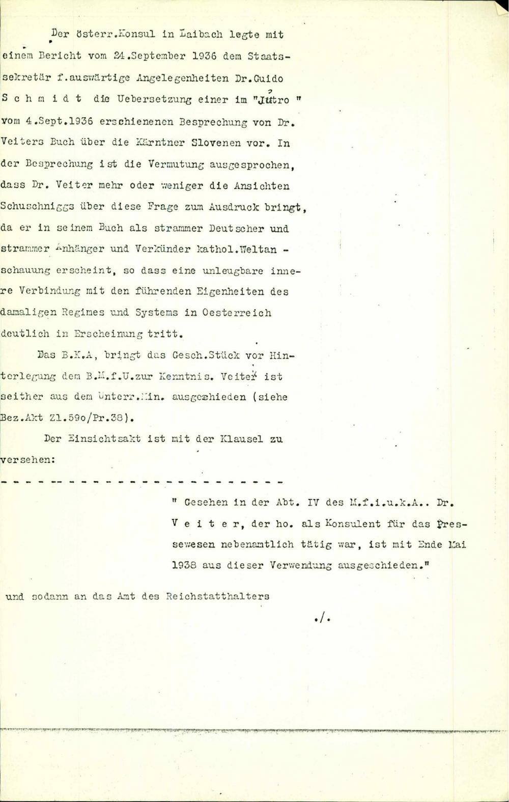 Zadeva: Zvezni kanclerski urad. Dr. Theo... - nosilna