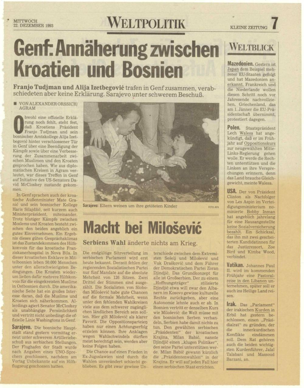 Genf: Annäherung zwischen Kroatien und B... - nosilna