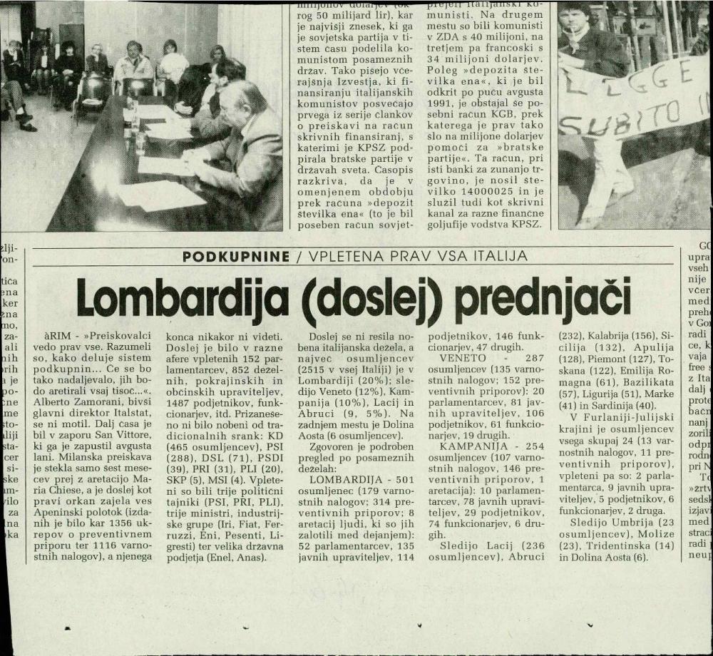 Lombardija (doslej) prednjači