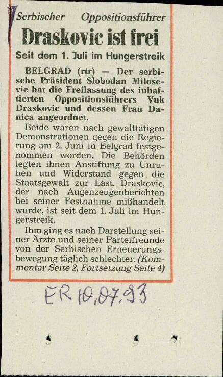 Draskovic ist frei