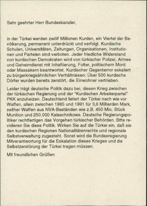 Pismo o stanju Kurdov v Turčiji  - nosilna