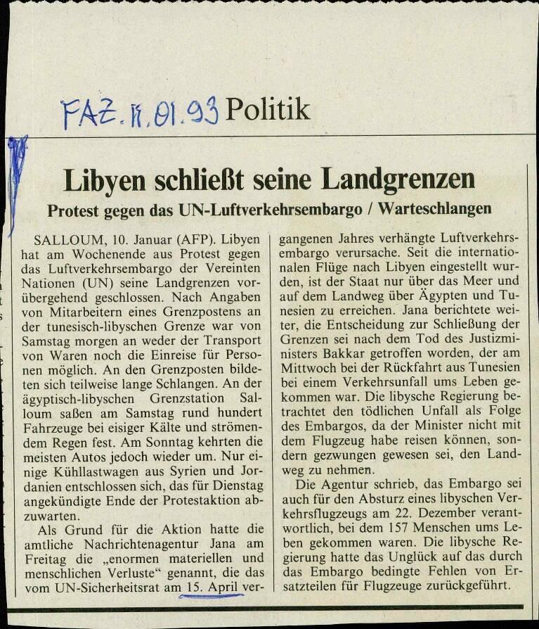 Libyen schließt seine Landgrenzen - nosilna