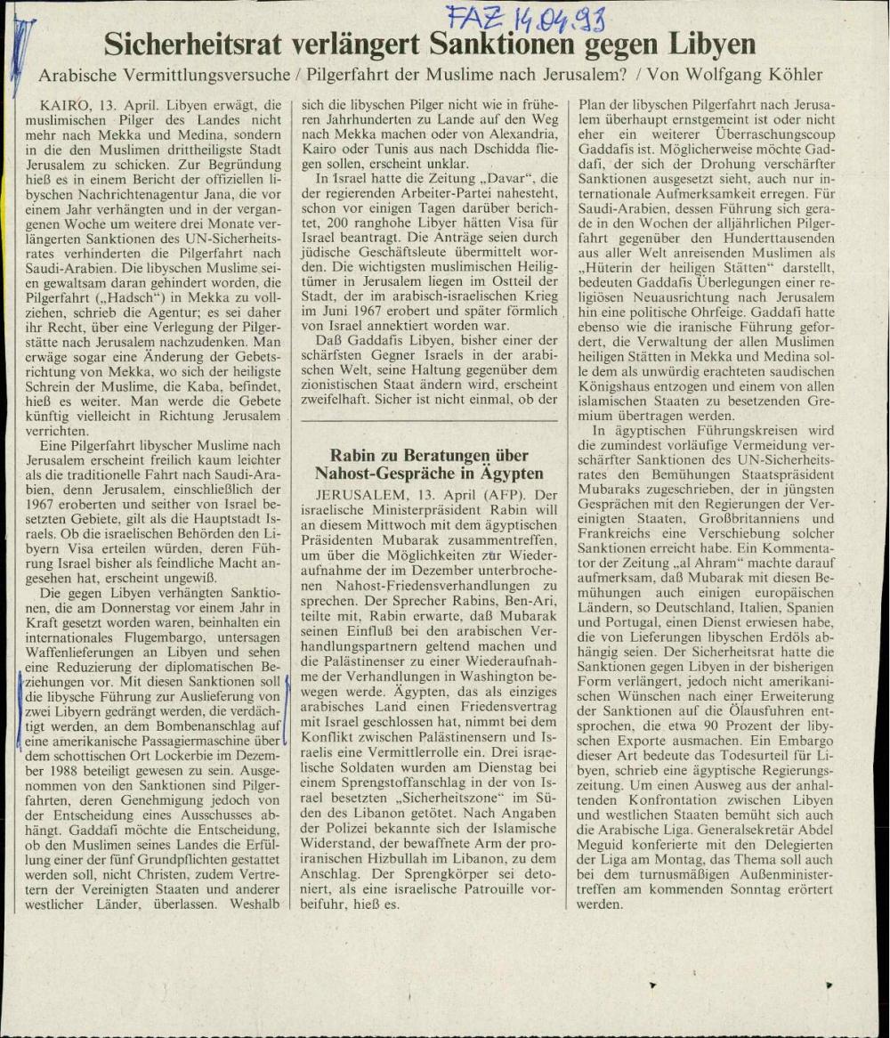 Sicherheitsrat verlängert Sanktionen geg... - nosilna