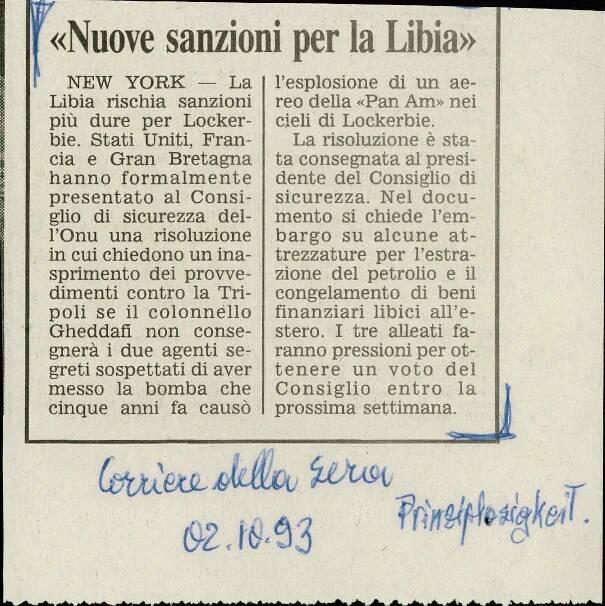 "Nuove sanzioni per la Libia"