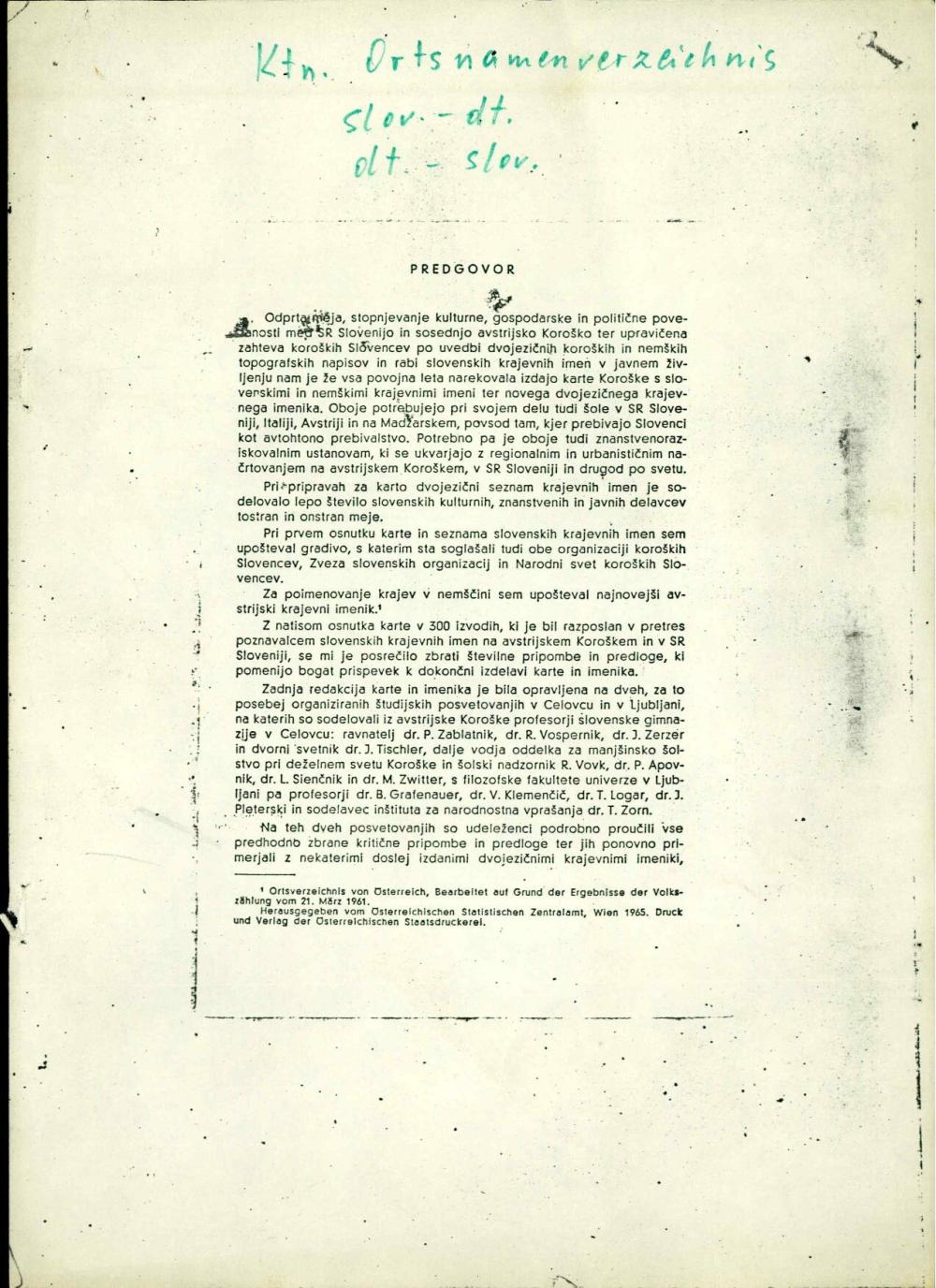 Koroška : karta in imenik slovenskih in nemških krajevnih imen