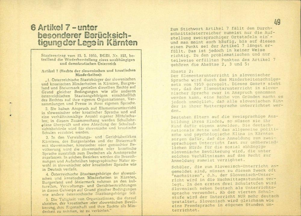 Artikel 7 – unter besonderer Berücksichtigung der Lage in Kärnten