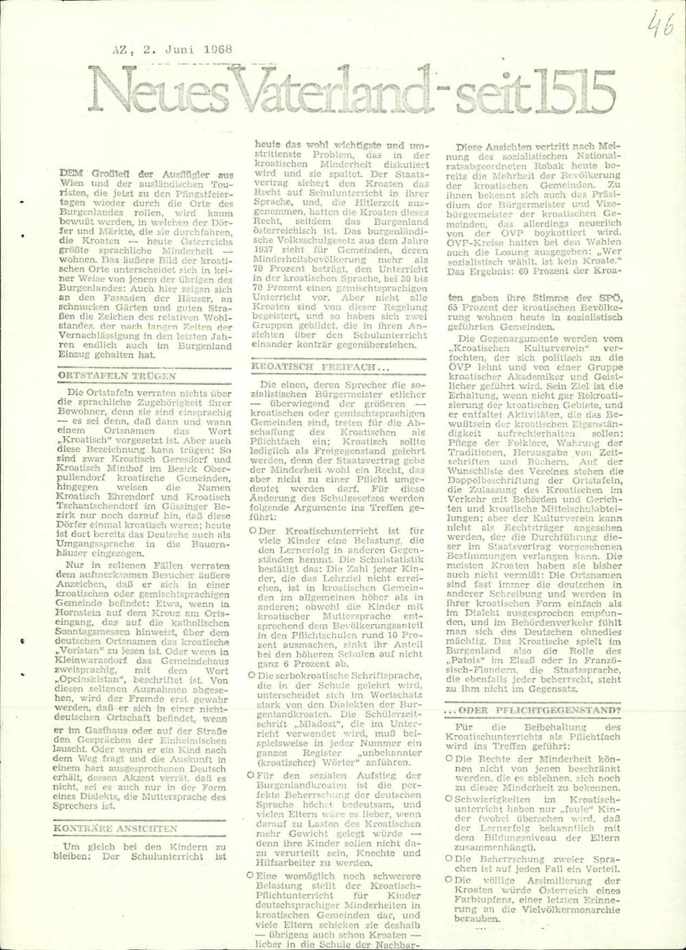 Neues Vaterland - seit 1515