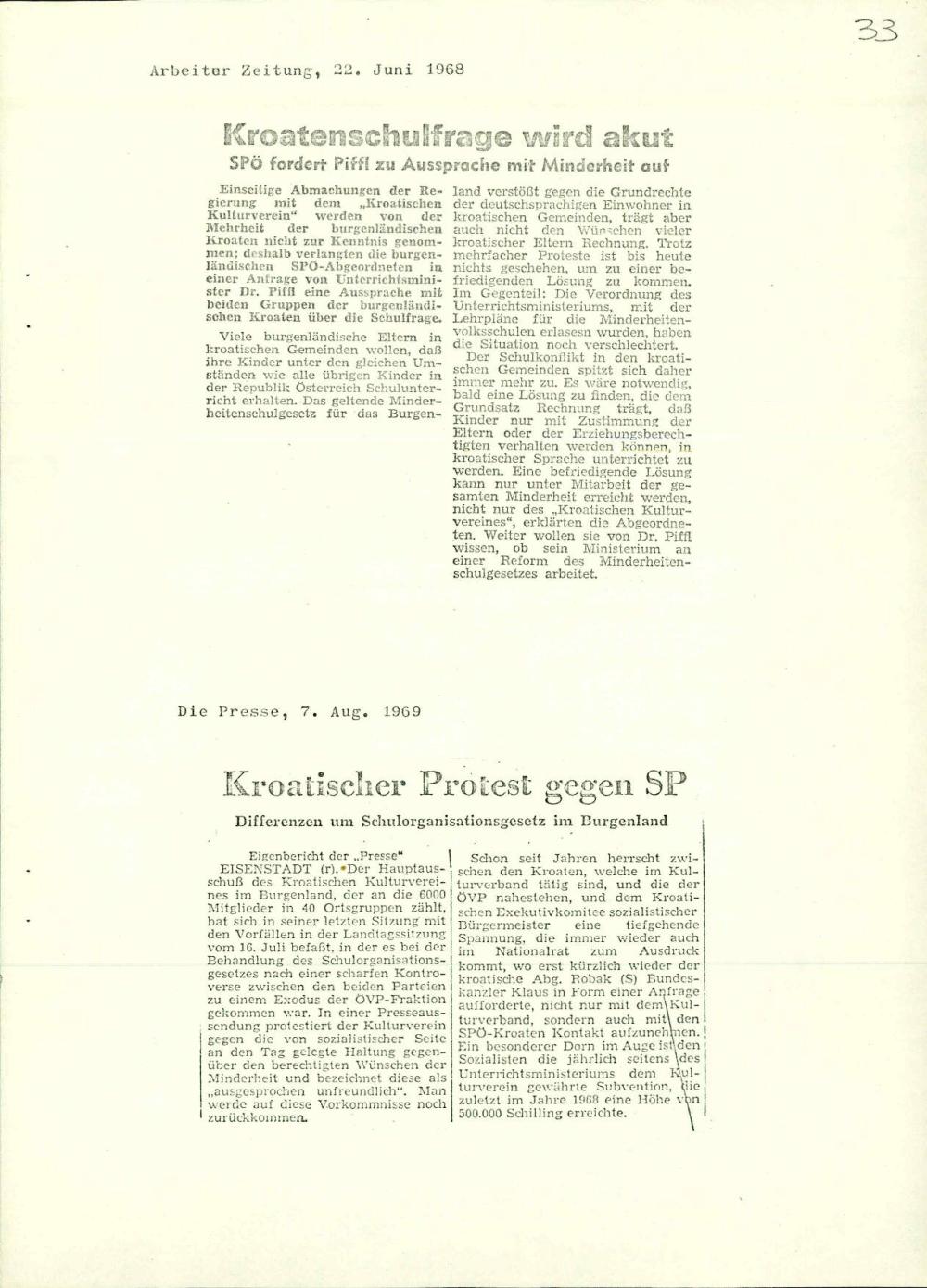 Kroatenschulfrage wird akut