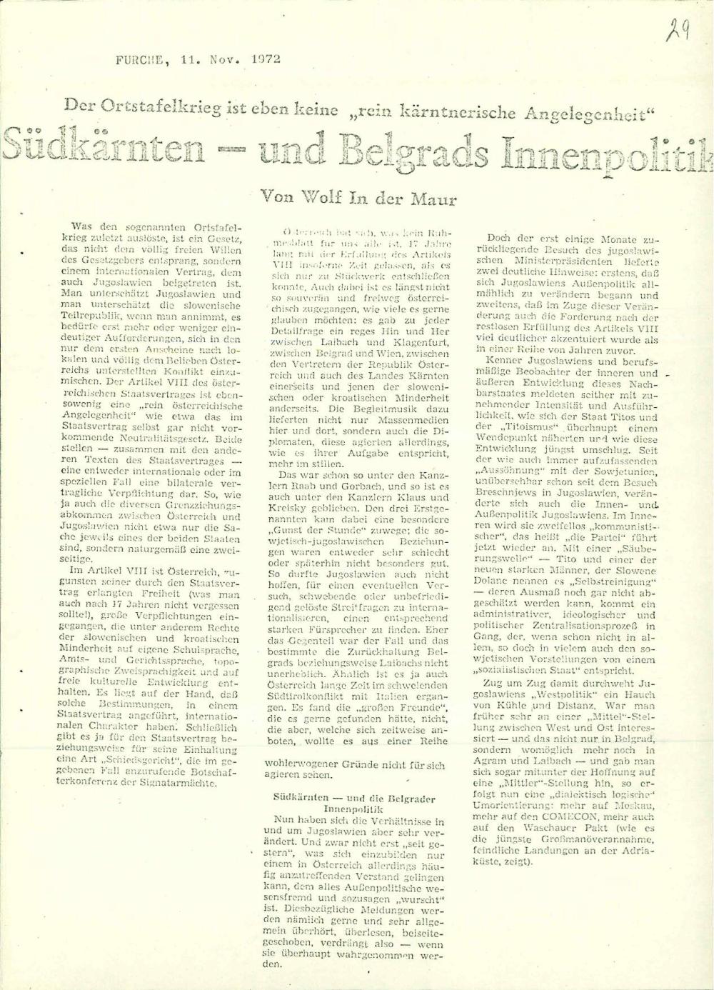 Südkärnten - und Belgrads Innenpolitik