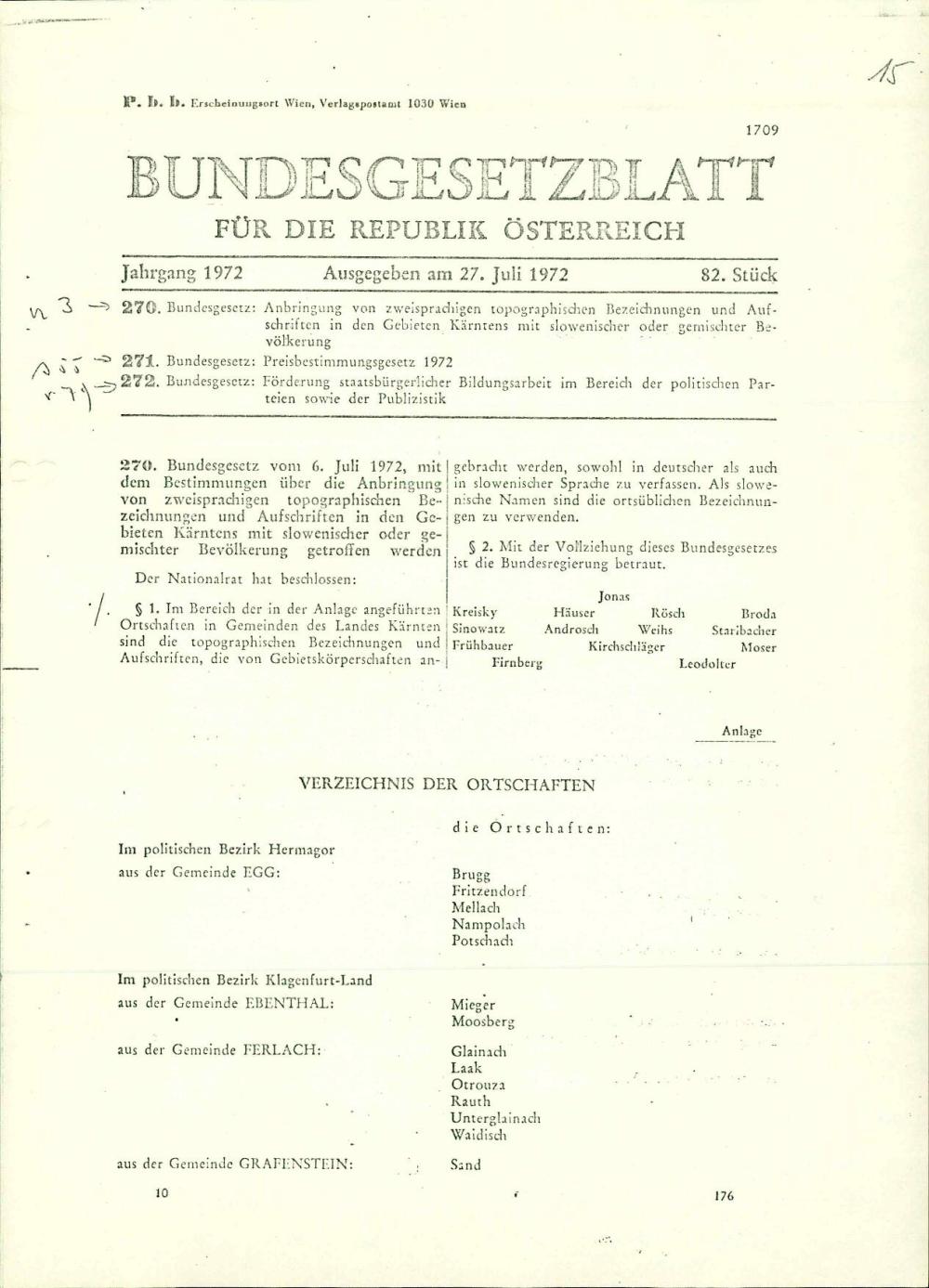 Bundesgesetzblatt für die Republik Österreich , 27. Juli 1972, 82. Stück
