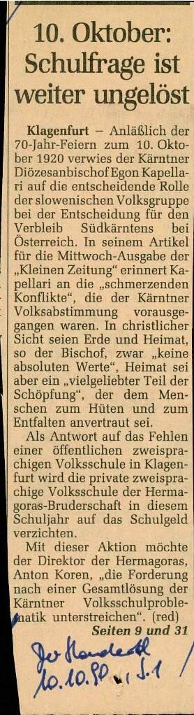 10. Oktober: Schulfrage ist weiter ungelöst