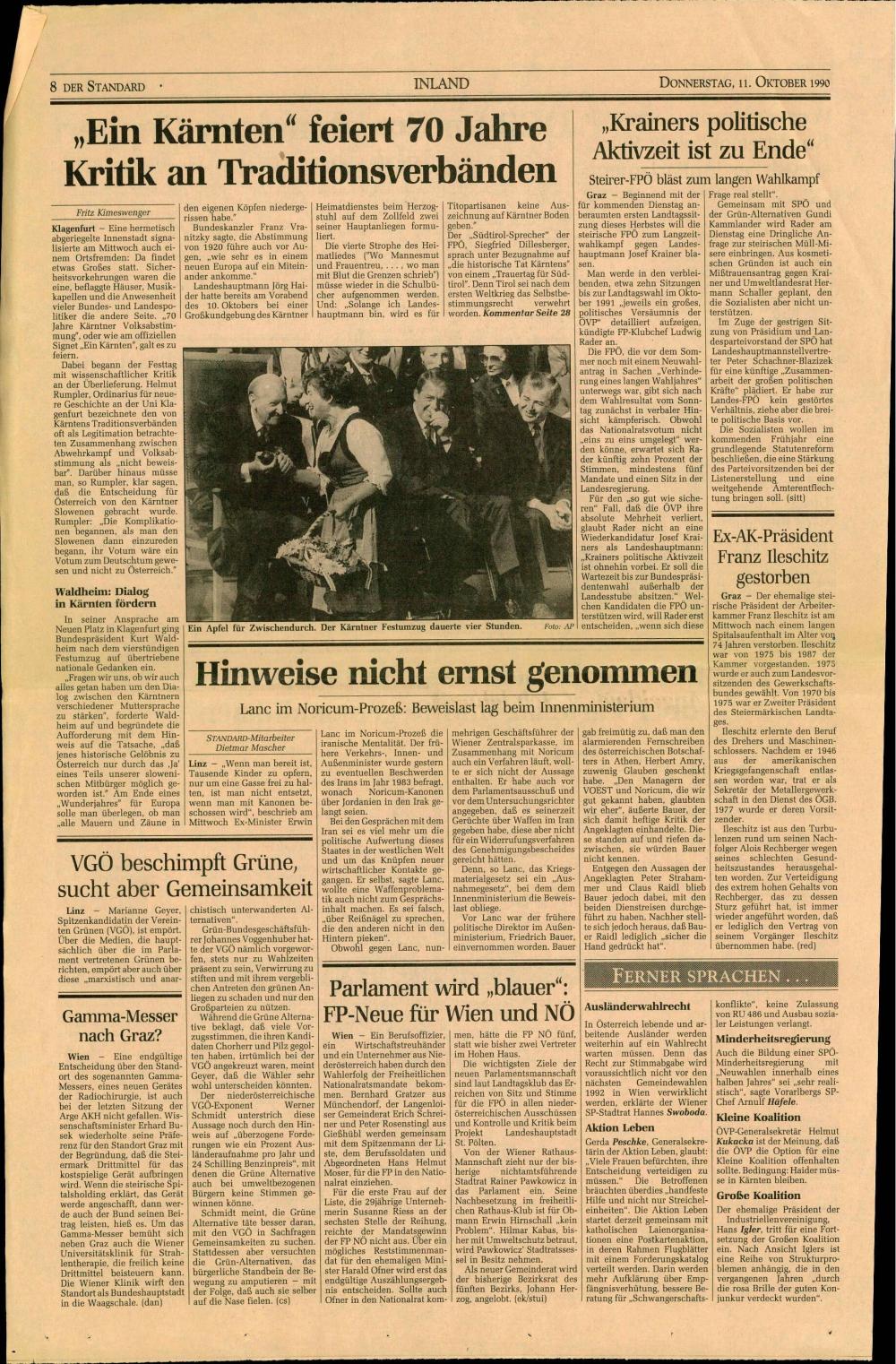 "Ein Kärnten" feiert 70 Jahre