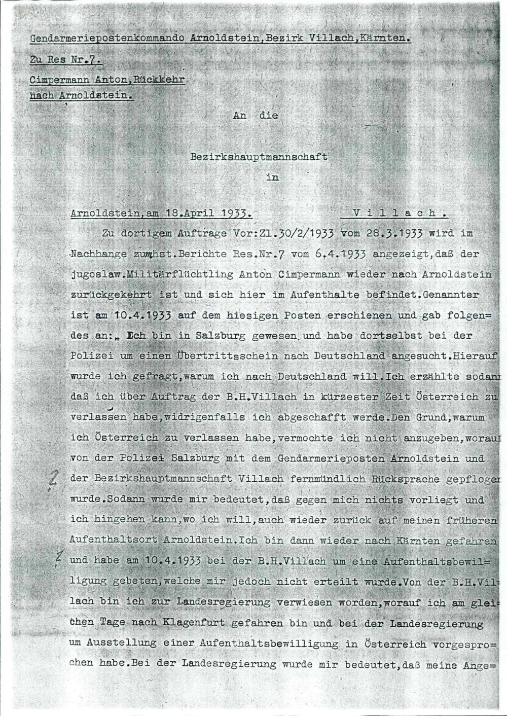 Cimpermann Anton, Rückkehr nach Arnoldstein