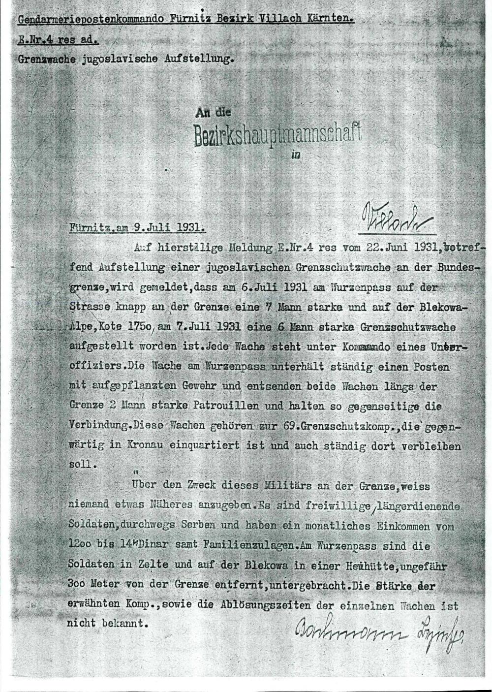 Grenzwache jugoslavische Aufstellung