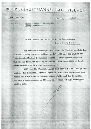 Grenze österr., Meldungen Legung Fernkab...  - nosilna