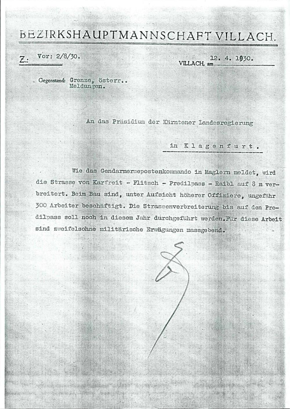 Grenze österr., Meldungen