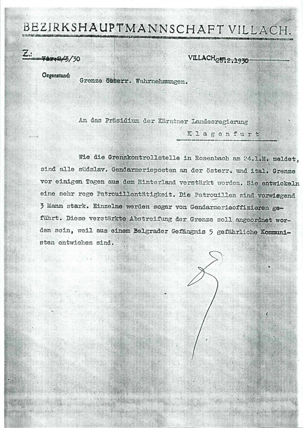 Grenze österr., Wahrnehmungen