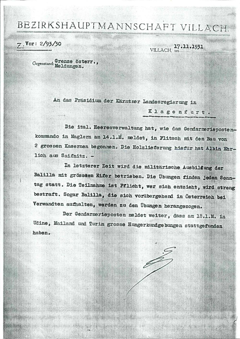 Grenze österr., Meldungen