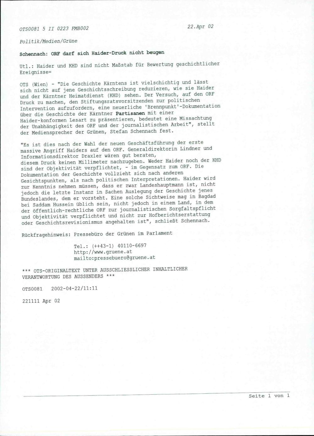 Partisanen-Doku des ORF: Verurteilung durch FP und VP im Landtag