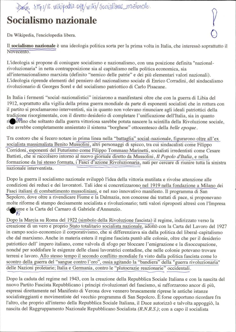 Socialismo nazionale, Der italienische Faschismus