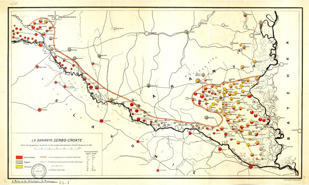 La Baranya Serbo-Croate : Carte ethnographique d' après les données corrigées de la statistique officielle Hongroise de 1910