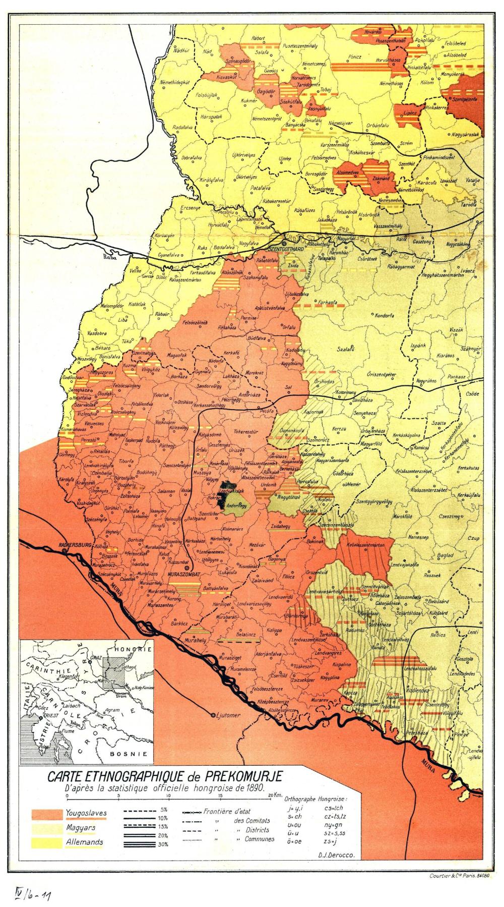 Carte ethnographique de Prekomurje : D'après la statistique officielle hongroise de 1890