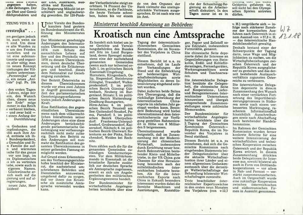 Kroatisch nun eine Amtssprache