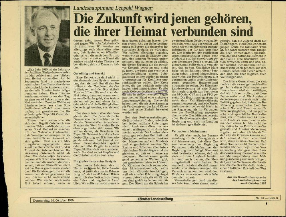 Die Zukunft wird jenen gehören, die ihrer Heimat verbunden sind