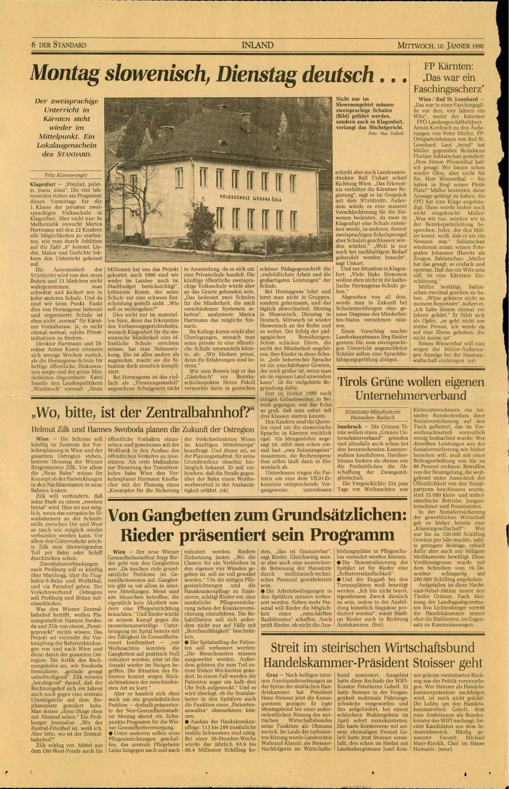 Montag slowenisch, Dienstag deutsch …