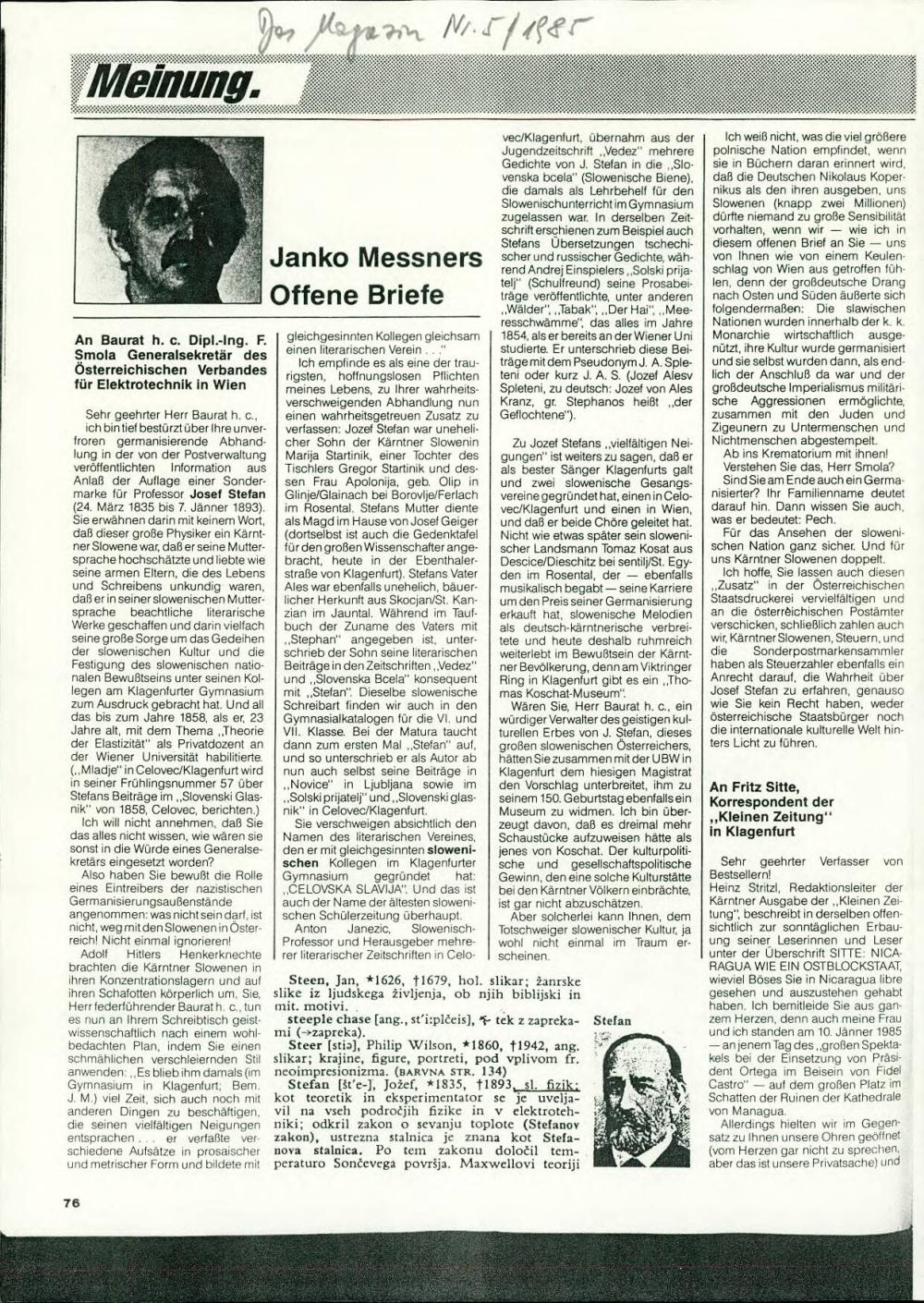 Janko Messners Offene Briefe