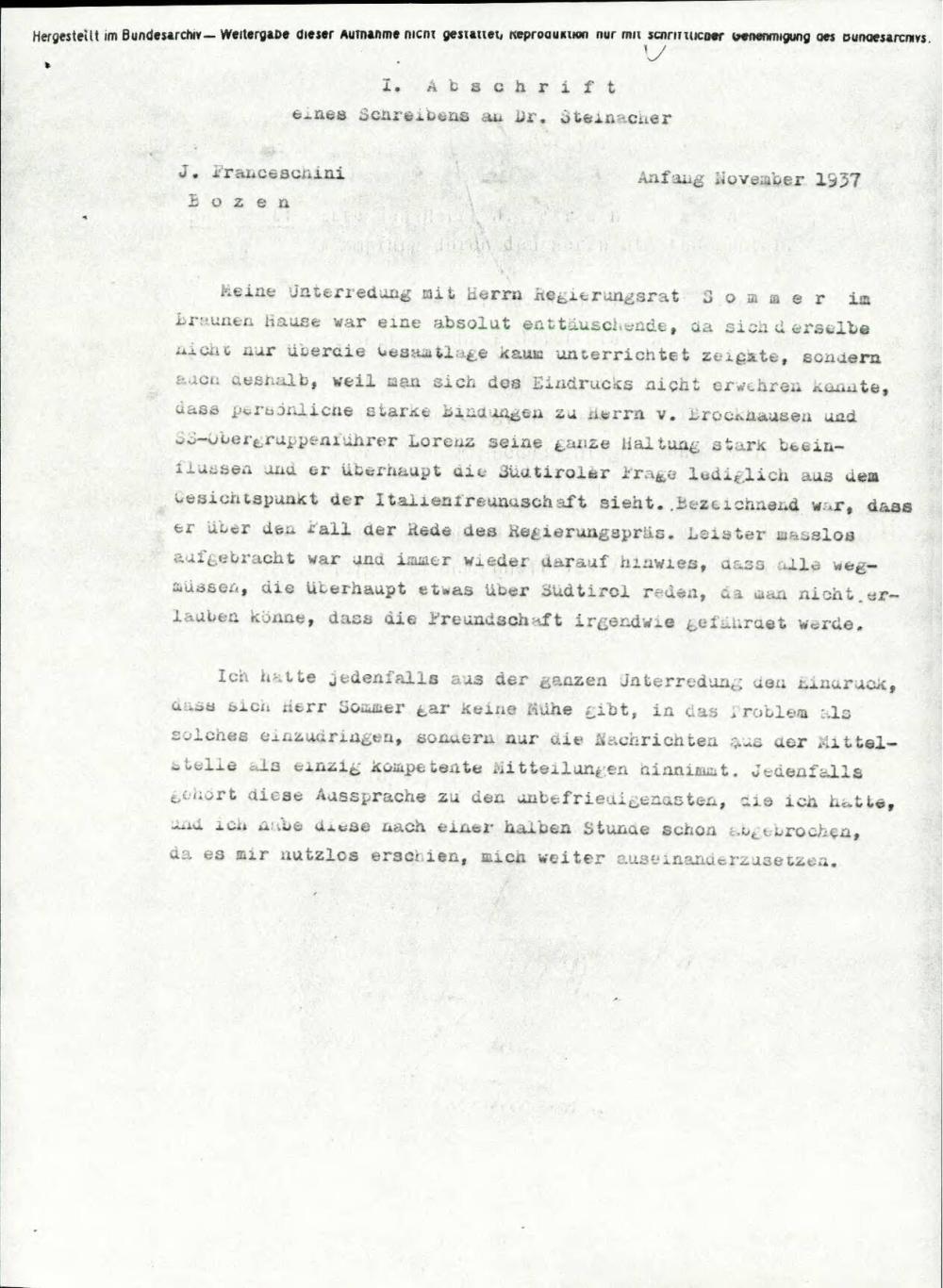 Dopis: Eines Scnheibens an dr. Steinacher