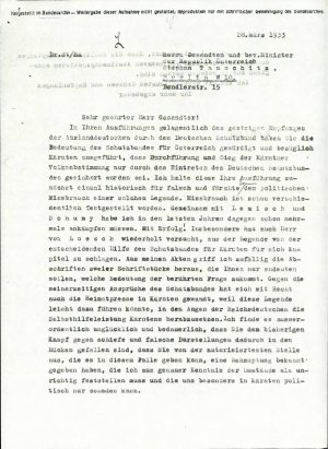 Dopis o vlogi in pomenu Schutzbundes für...  - nosilna
