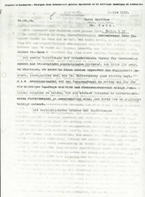 Prošnja dr. Hahnu za pomoč v zvezi s pol...  - nosilna