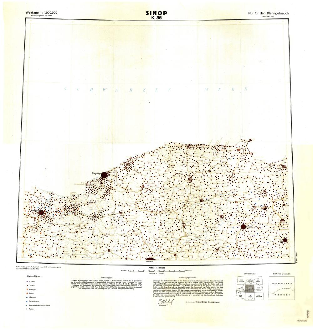Weltkarte 1 : 1.000.000, Sondernaufgabe: Volkstum – Sinop K 36