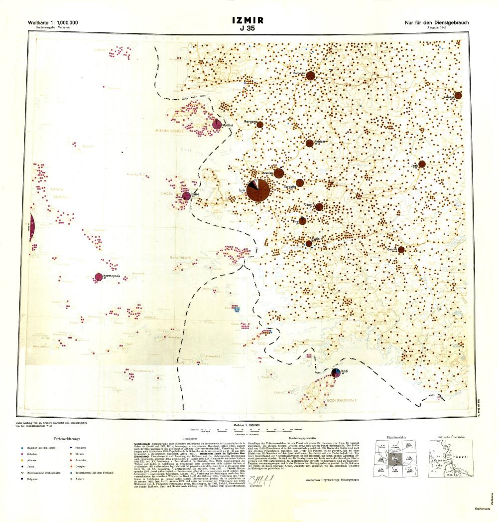 Weltkarte 1 : 1.000.000, Sondernaufgabe: Volkstum – Izmir J 35