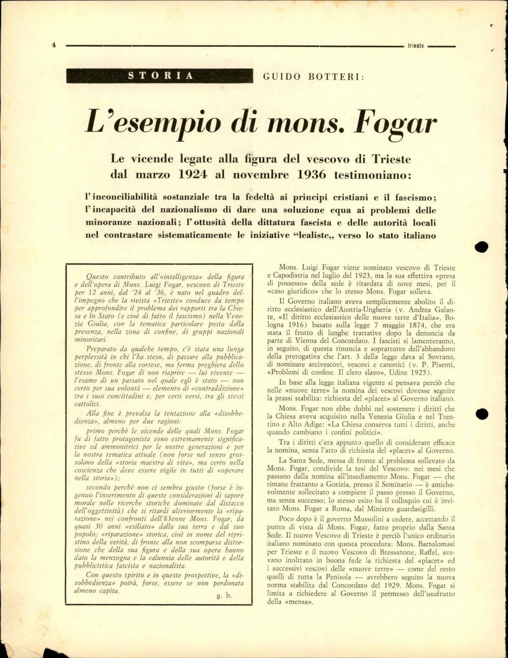 Guido Botteri: L'esempio di mons. Fogar