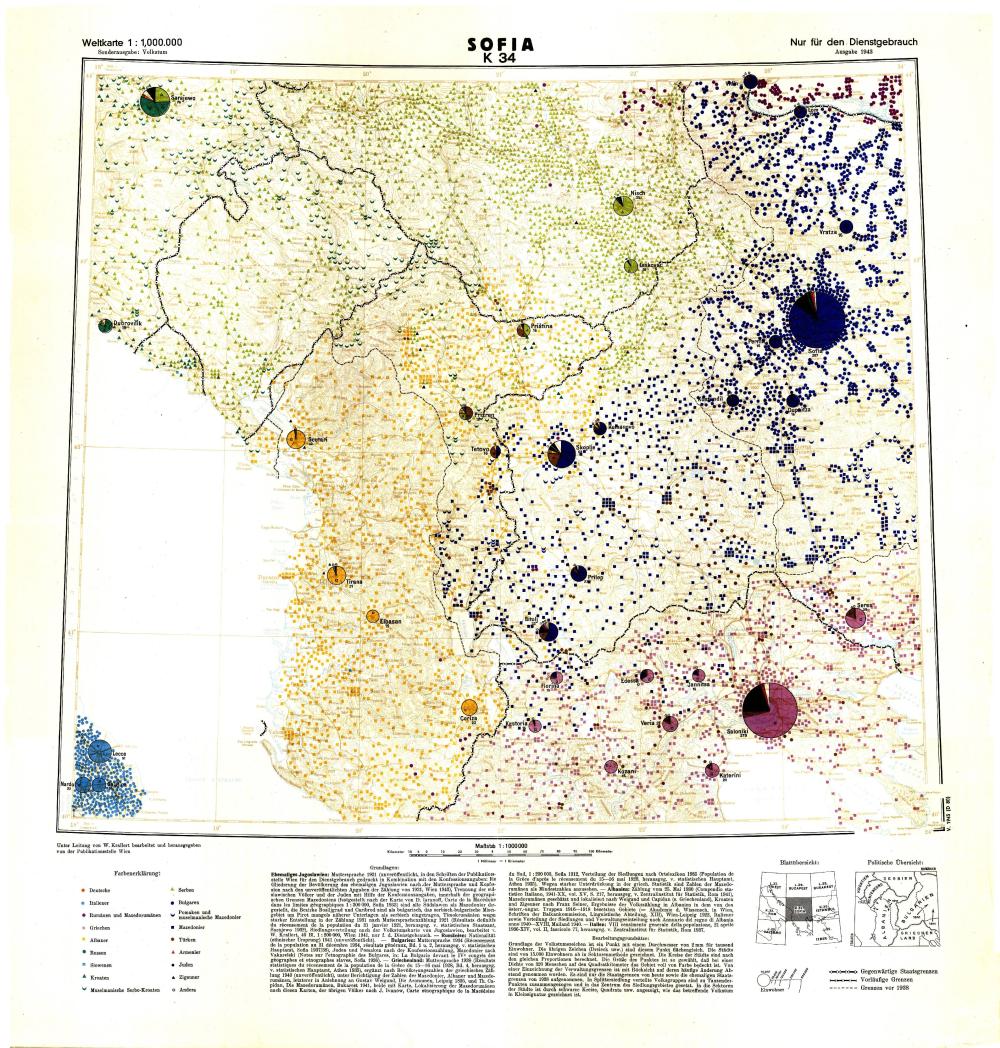 Weltkarte 1 : 1.000.000, Sondernaufgabe: Volkstum – Sofia K 34