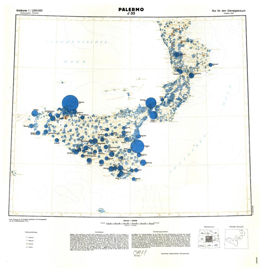 Weltkarte 1 : 1.000.000, Sondernaufgabe: Volkstum – Palermo J 33