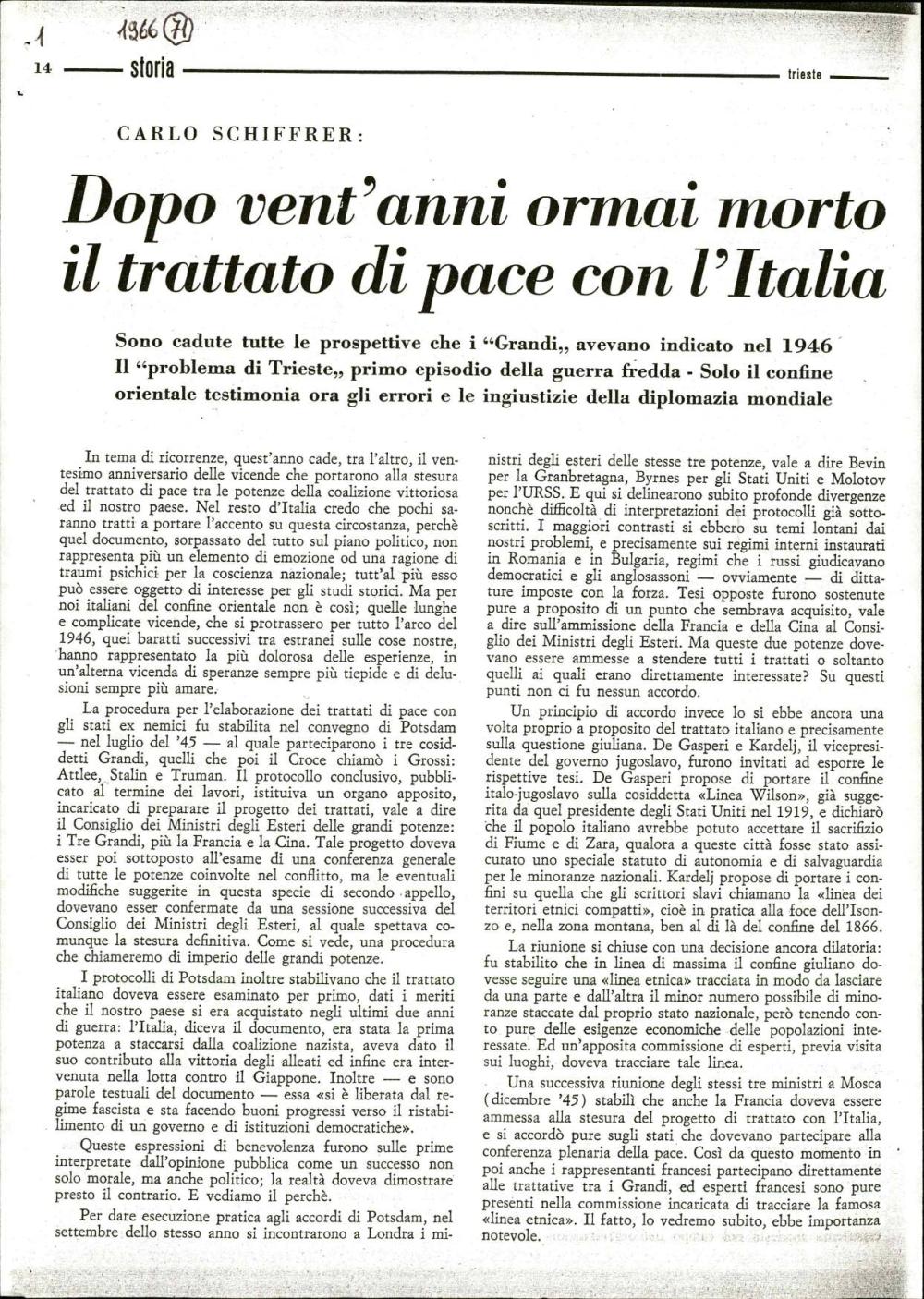 Carlo Schiffrer: Chiesa e Stato a Trieste durante il periodo fascista