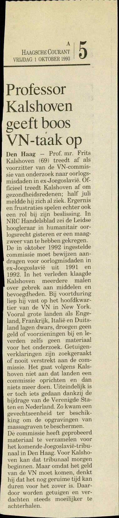 Professor Kalshoven geeft boos VN-taiak op