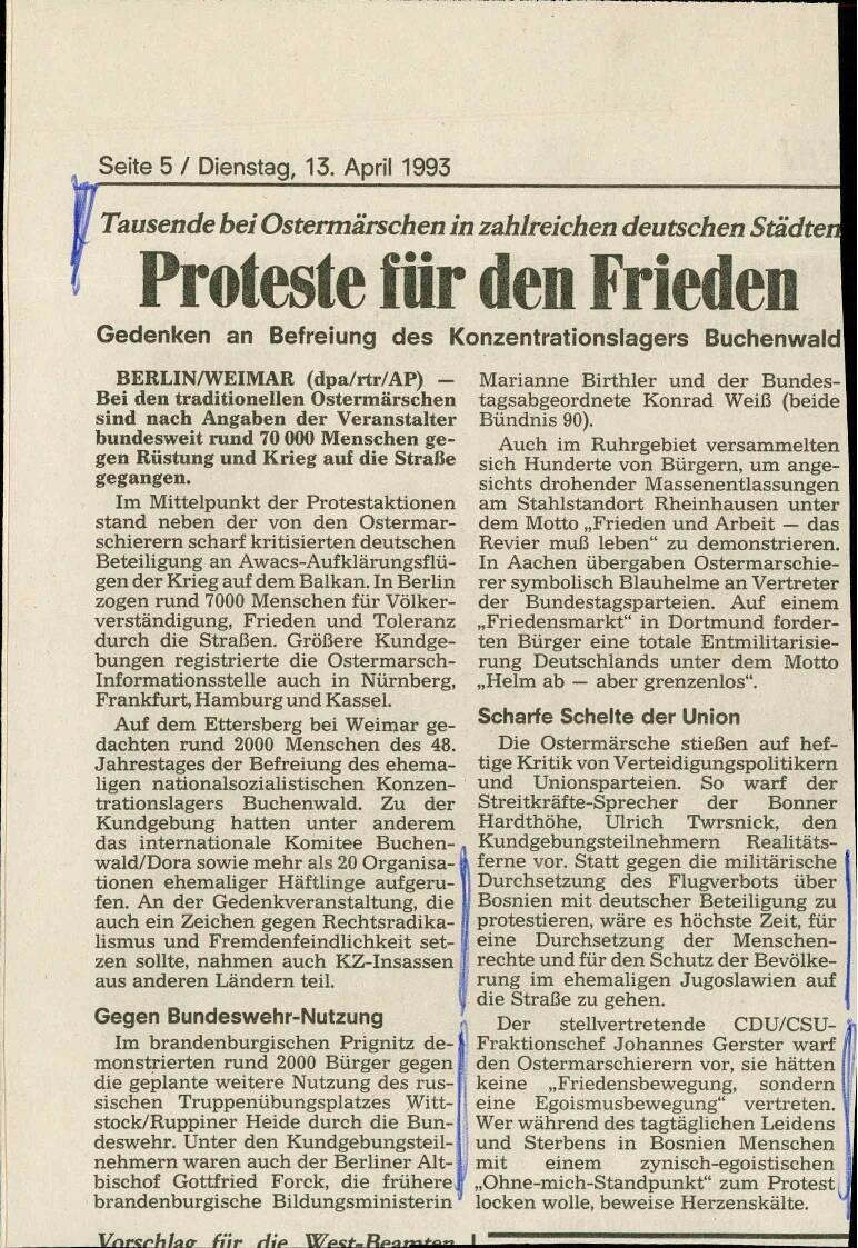 Proteste für den Frieden