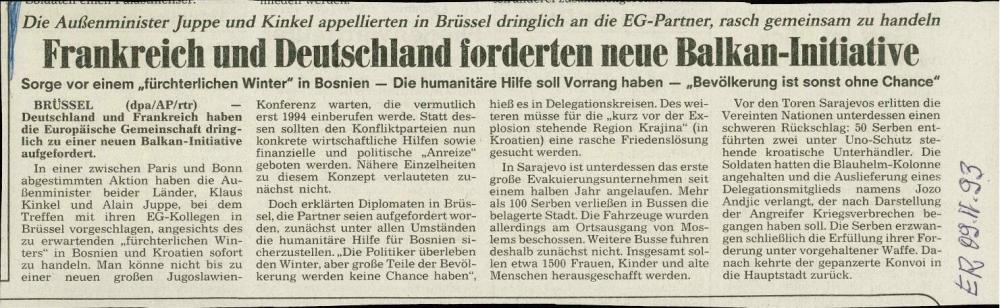 Frankreich und Deutschland forderten neue Balkan-Initiative