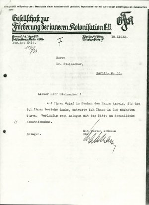 Kratko pismo Hansu Steinacherju  - nosilna