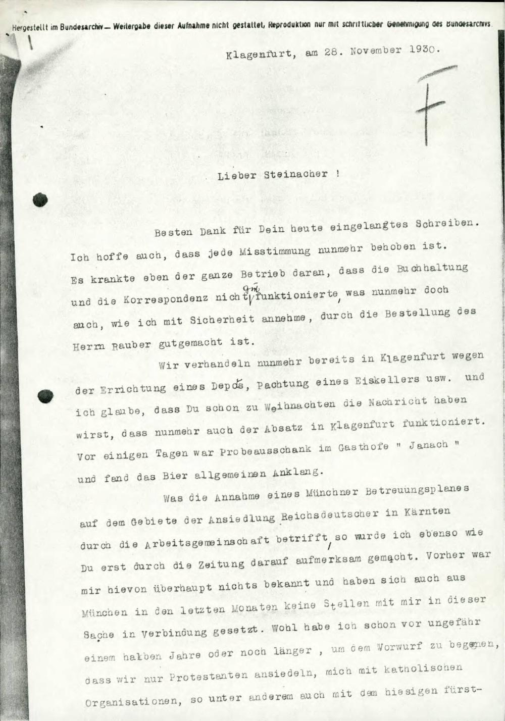 Dopis o naselitvi nemških družin na Koroško