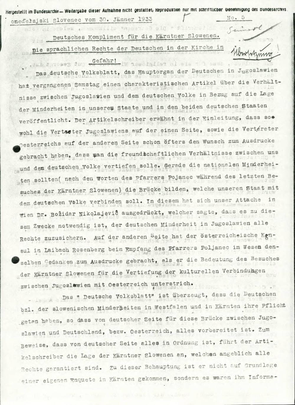 Deutsches Kompliment für die Kärntner Slowenen