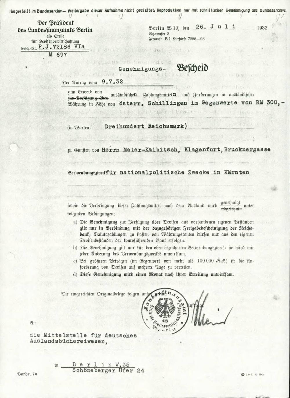 Nakazilo 300 nemških Mark za narodnopolitično delo na Koroškem