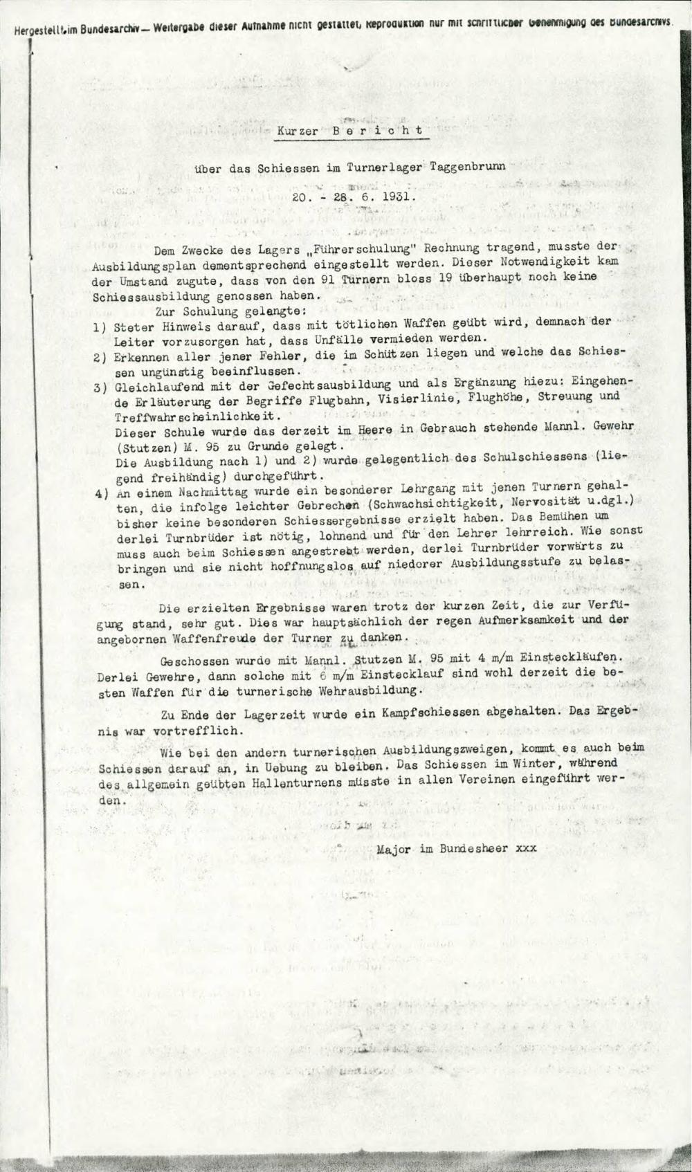 Kurzer Bericht über das Schiessen im Turnerlager Taggenbrunn